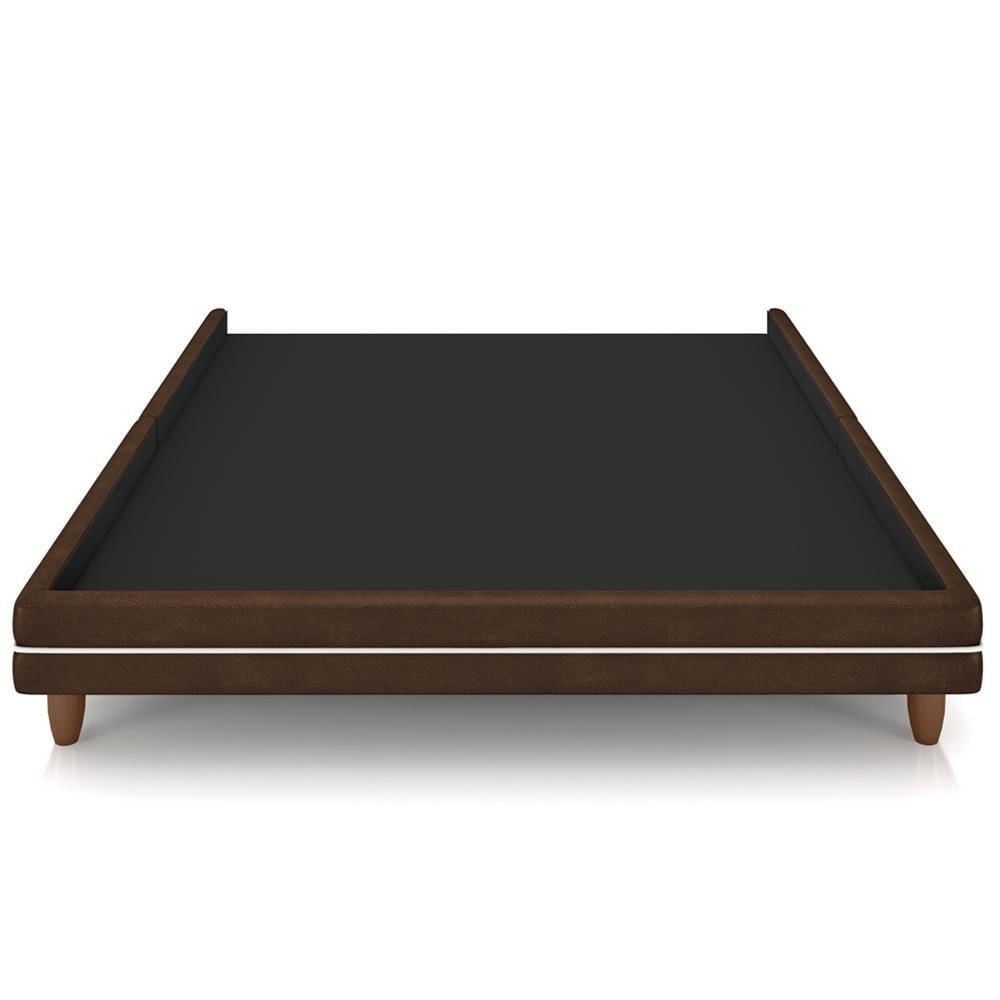 Miniatura Cama Casal Base Box Pés Madeira 140cm Suném P05 Couríssimo Marrom - Lyam Decor