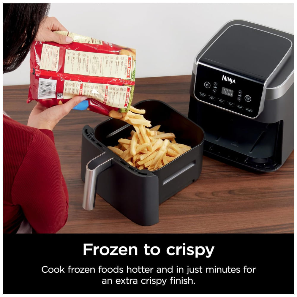 Fritadeira Elétrica Air Fryer 6 em 1, 6,1L com Tela LED e Cesto Antiaderente, 110V 1750W, Ninja, Cinza 110v