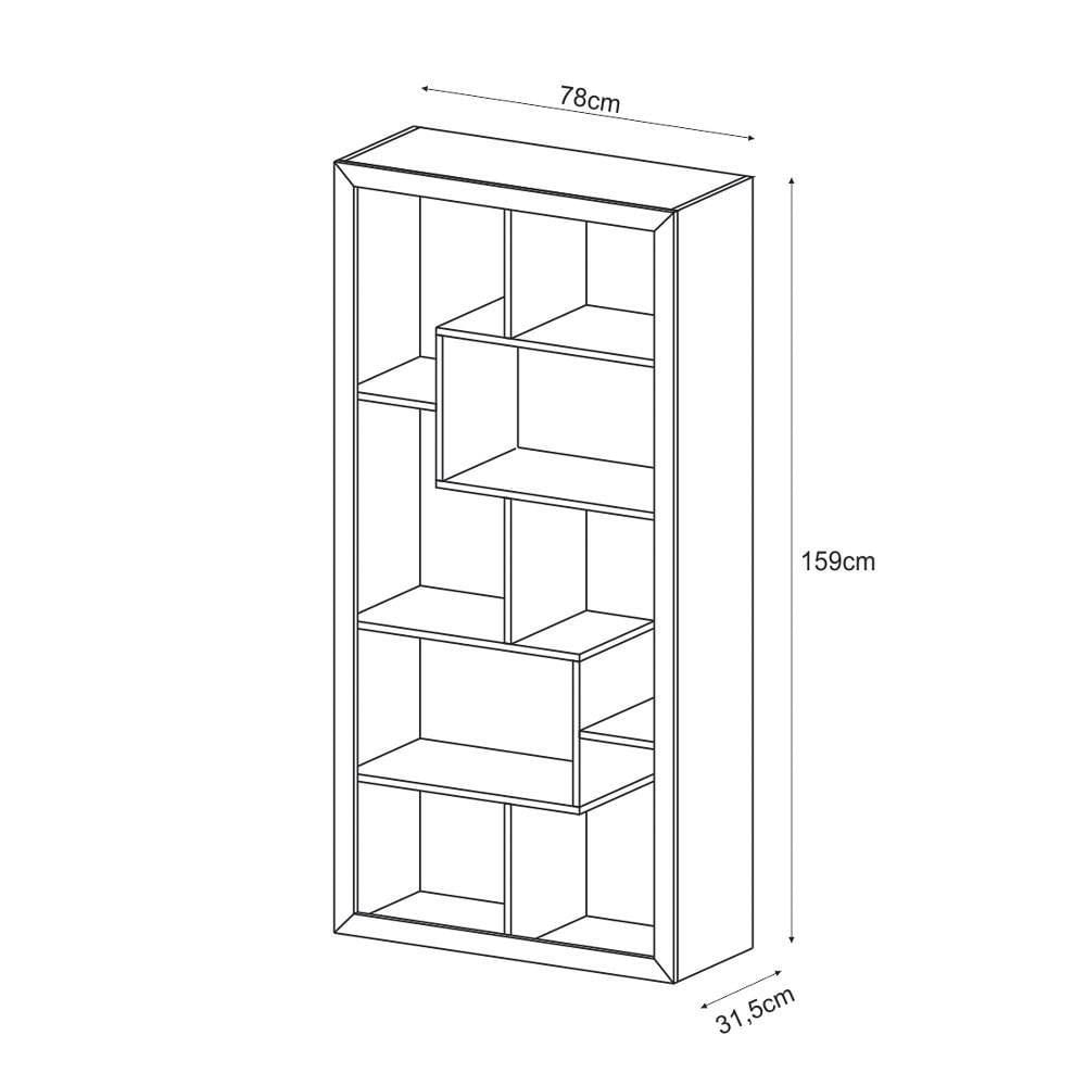 Miniatura Estante Livreiro Multiuso Com Nichos E1712 Amêndoa - Tecno Mobili
