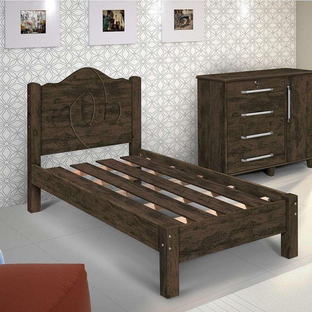 Miniatura Cama Siena Solteiro Nogal - Carmolar