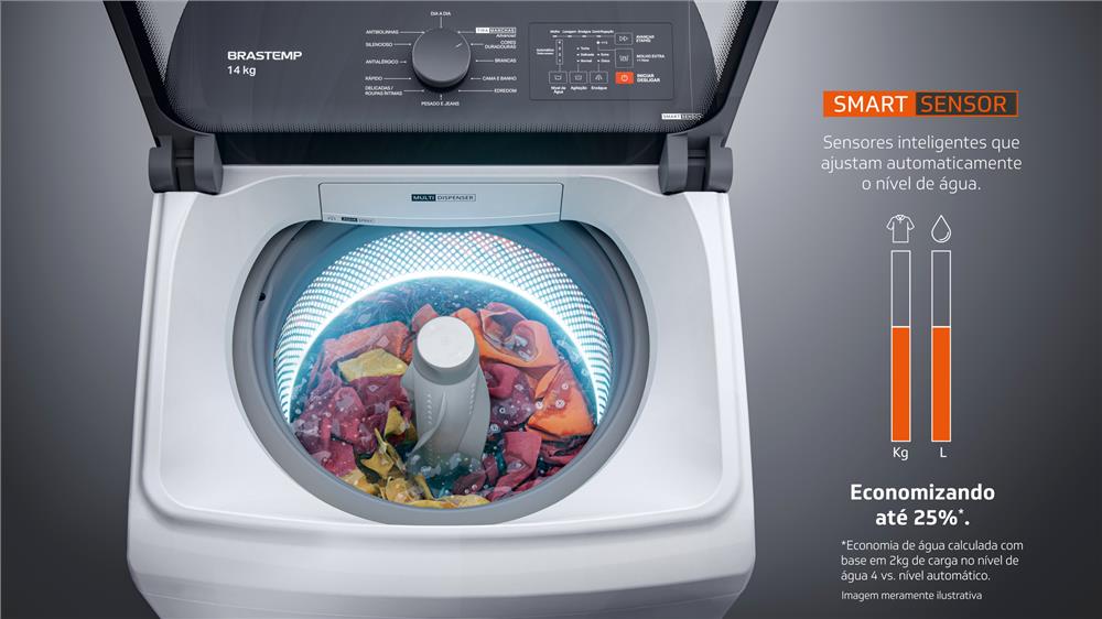 Máquina de Lavar Brastemp 14Kg Branca com Ciclo Tira Manchas Advanced e Smart Sensor - BWK14BB 220v