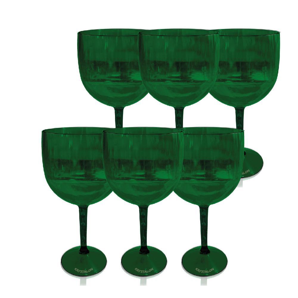 Miniatura Kit 6 Taças Gin Verde Translúcido Acrílico Poliestireno