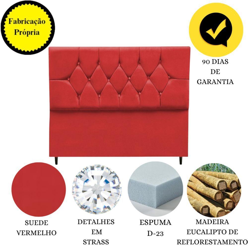 Cabeceira Cama Box Casal Queen 160 Cm Geovana Suede Vermelho