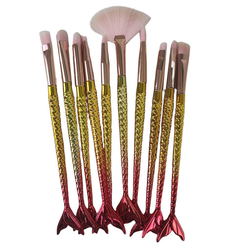 Miniatura Pincel Sereia 10 Peças Maquiagem Make Up Mermaid