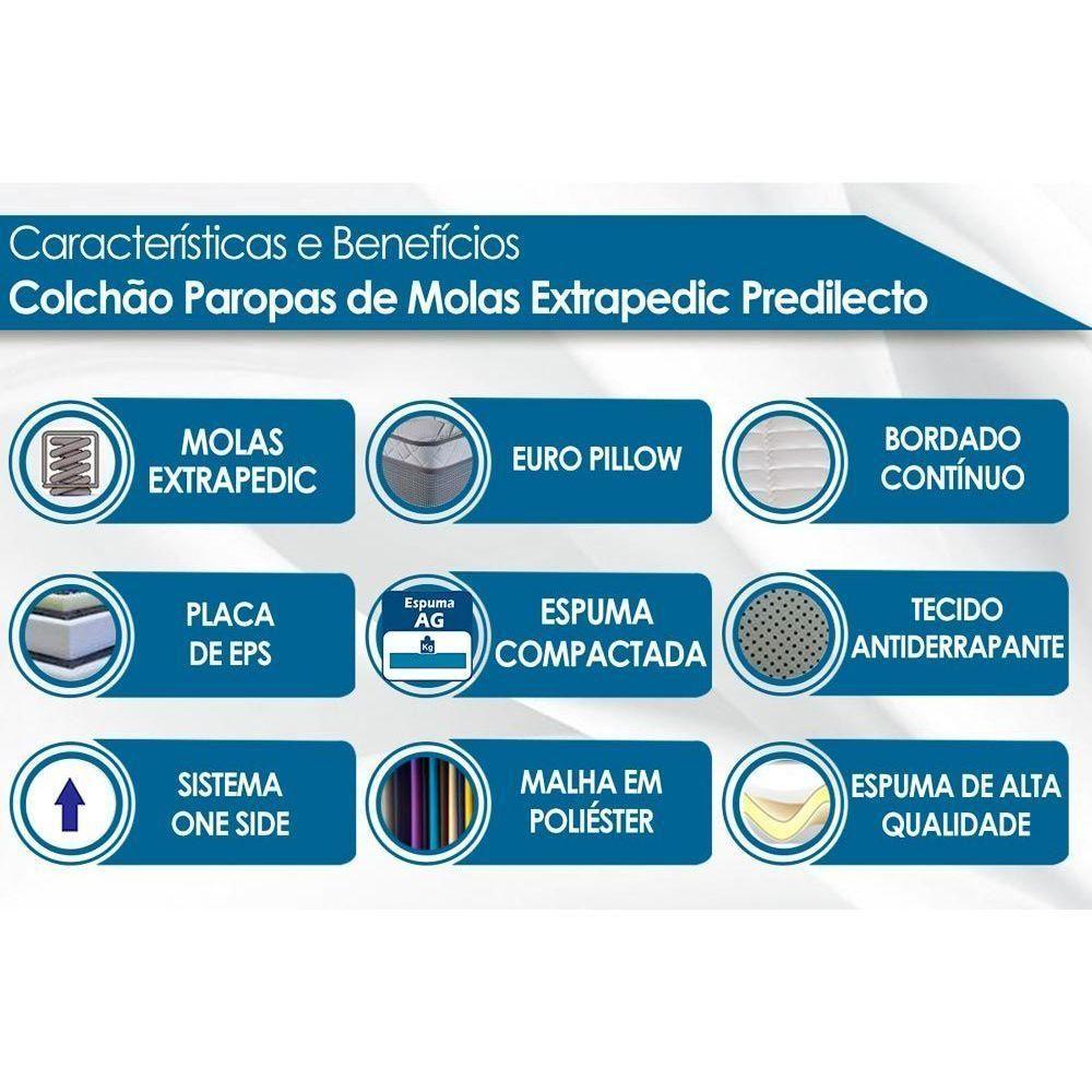 Cama Box Baú Queen: Colchão Molas Paropas Paropas Predilecto + Base Crc Courano White(158X198)