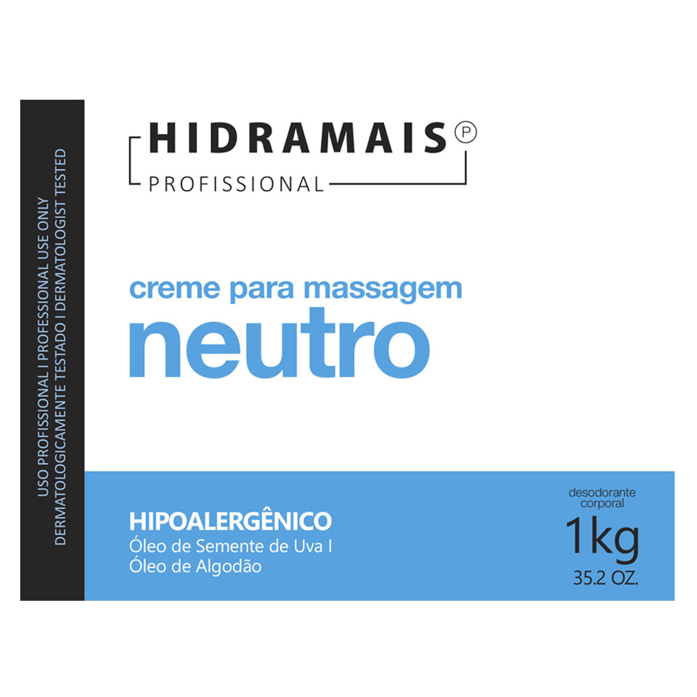 Miniatura Creme Neutro para Massagem Hidramais Profissional 1kg