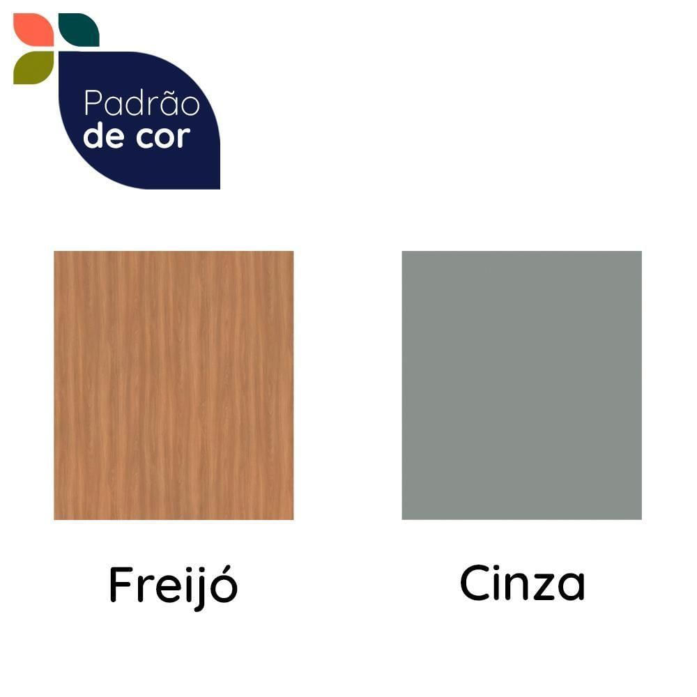 Armário Aéreo Castanha 1200mm 1 Porta Ripada E 1 Porta De Vidro - Freijó E Cinza