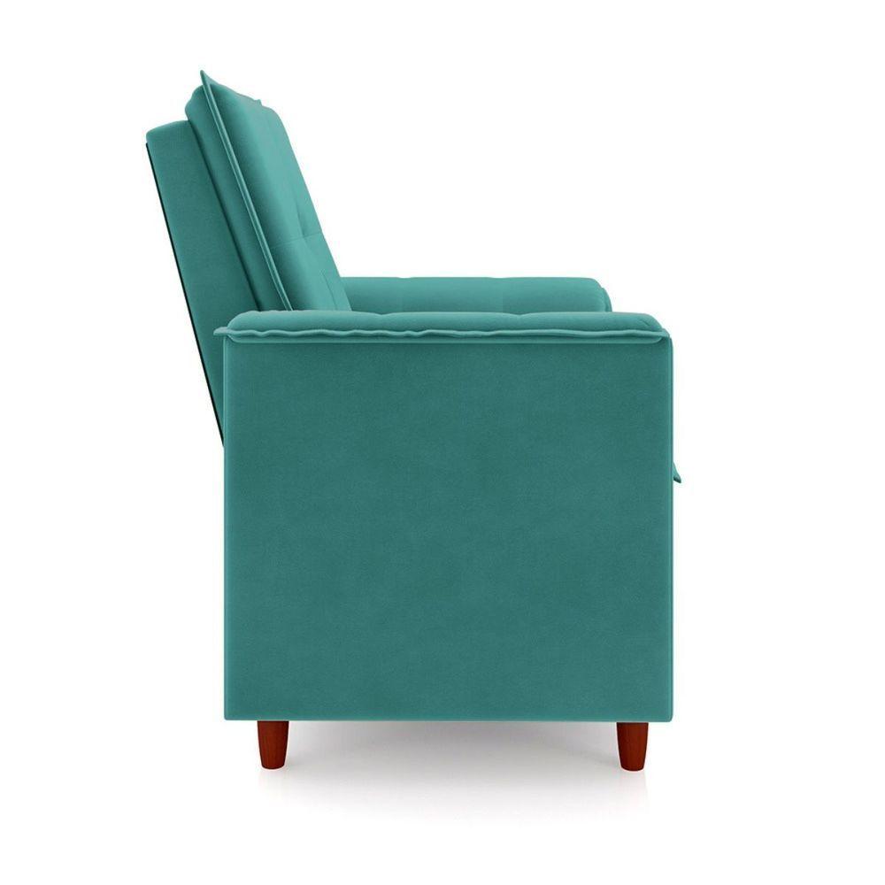 Miniatura Poltrona Amamentação Confortável Com Puff Ayla Suede azul Turquesa