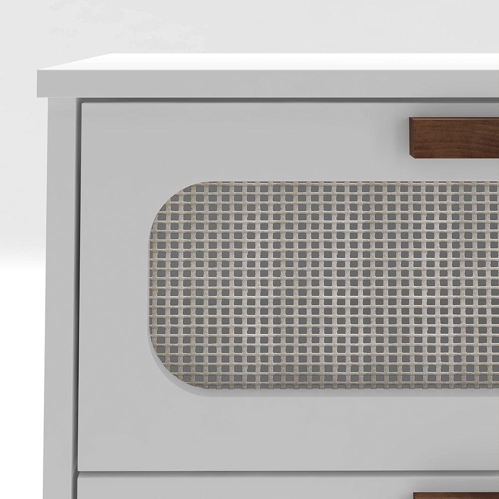 Miniatura Mesa De Cabeceira 2 Gavetas Santorini Branco 45 Cm Com Tela Indiana - Cor: Branco