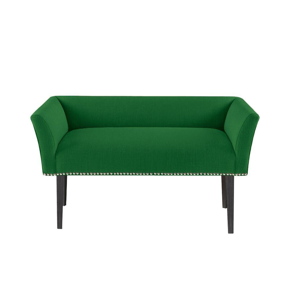 Miniatura Banco Estofado Jolly 140cm Suede Verde - Lares Decor