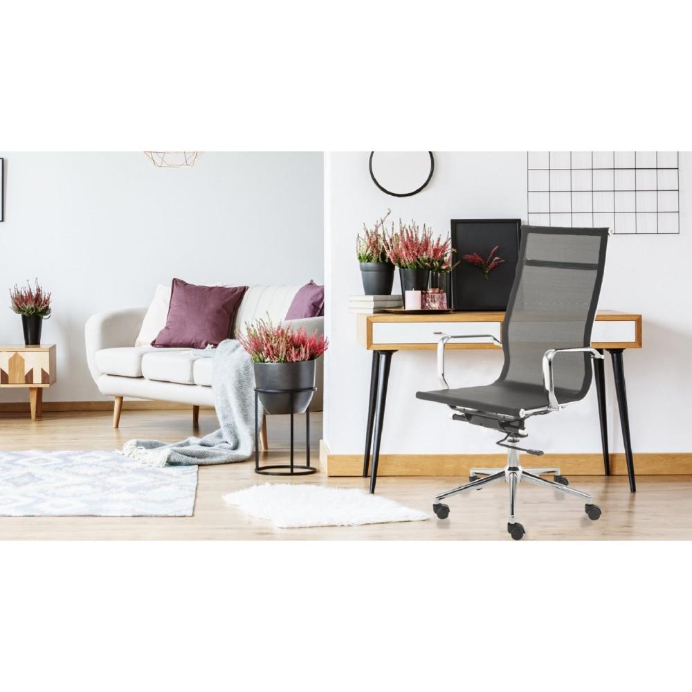 Miniatura Kit 4 Cadeiras de Escritório Presidente Giratória Office Sevilha Tela Rivatti Preto