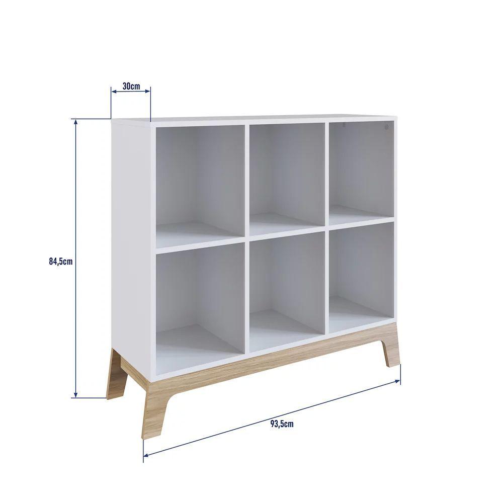 Miniatura Estante Infantil Com 6 Nichos Organizadores 93cm Favo De Mel 008 Branco - Completa Móveis