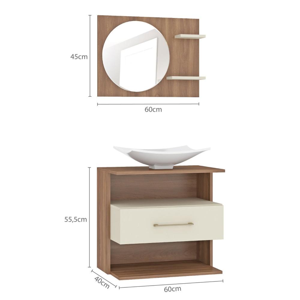 Miniatura Gabinete Suspenso 1 Gaveta 2 Nichos 1 Cuba 1 Espelho Florença Fellicci Manchester/Champagne