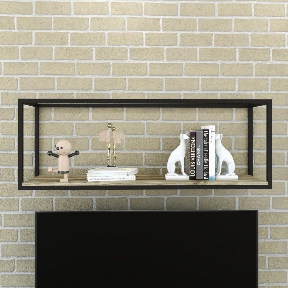 Conjunto Rack para TV até 50 Polegadas 1 Nicho Aéreo 1 Estante Estilo Industrial Active Yescasa Carvalho