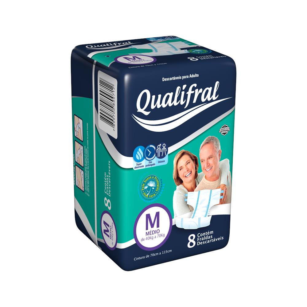 Miniatura Fralda Geriátrica Qualifral Regular M 8 Unidades