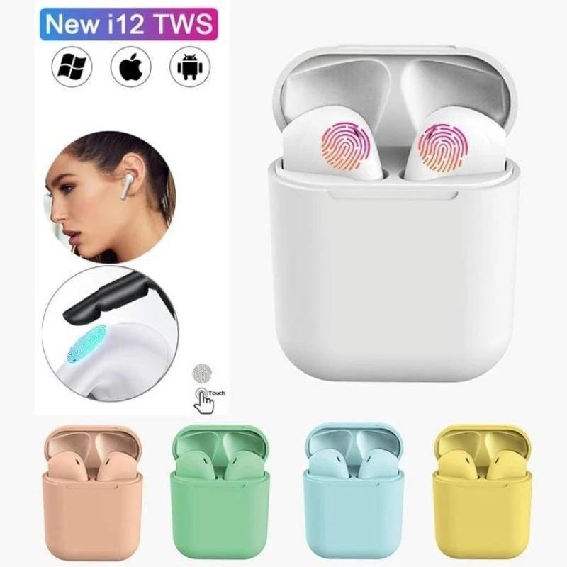 Miniatura Fone De Ouvido Sem Fio Bluetooth Microfone Tws I12 Branco