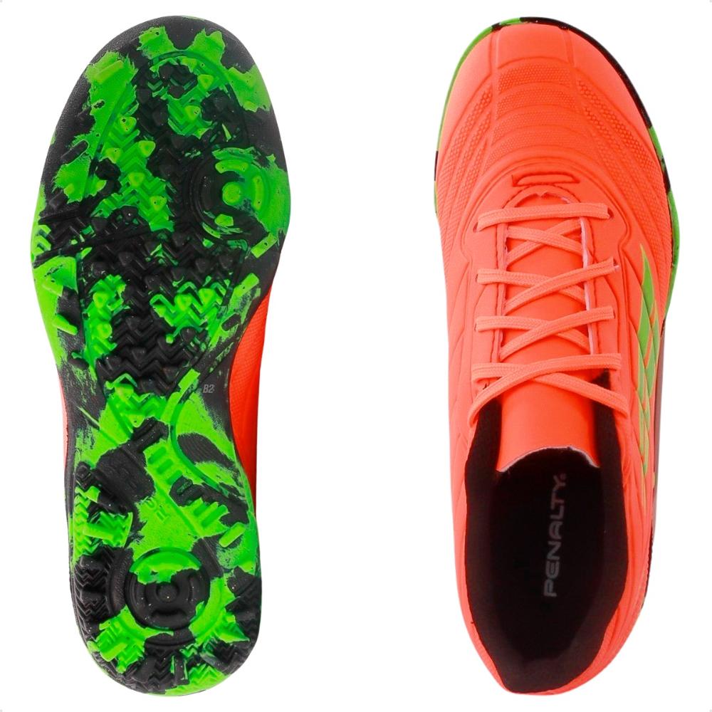 Chuteira Society Penalty Matis Kids XXI Unissex Laranja / Verde - 28