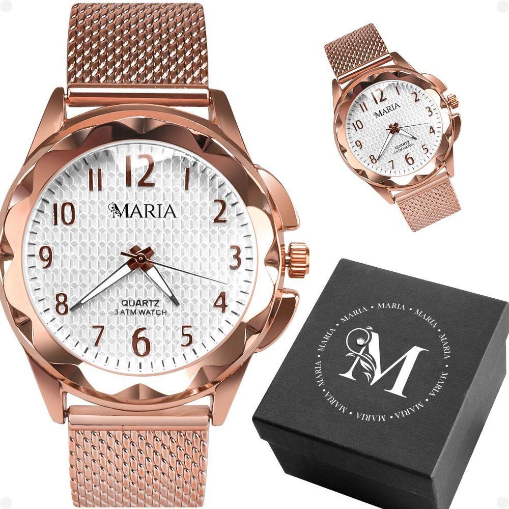 Miniatura Relogio Rose Prova Dagua Inox Silicone Feminino + Caixa Social Ajustavel Moda Original Resistente