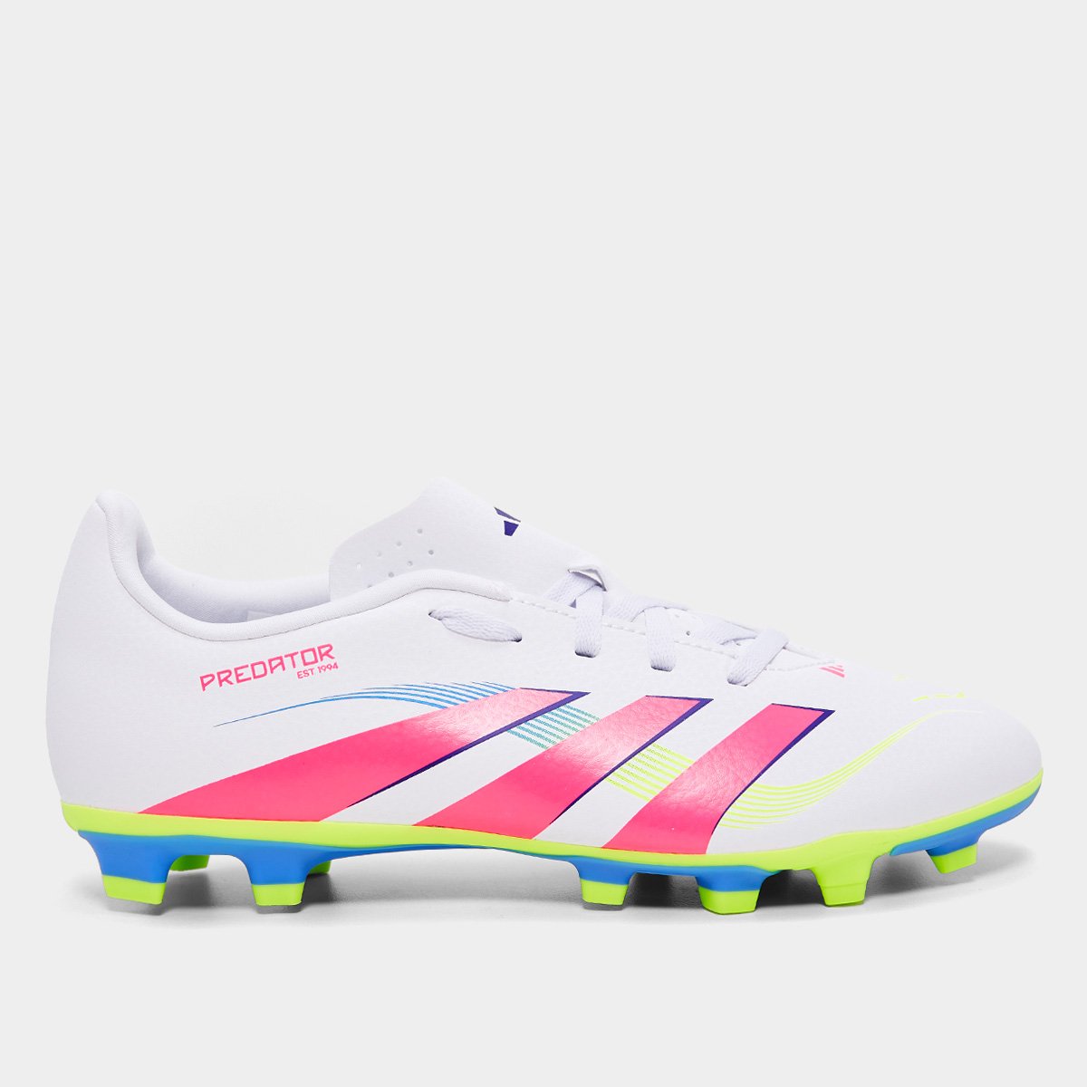 Miniatura Chuteira Campo Infantil Adidas Predator Club Branco+Rosa - 26