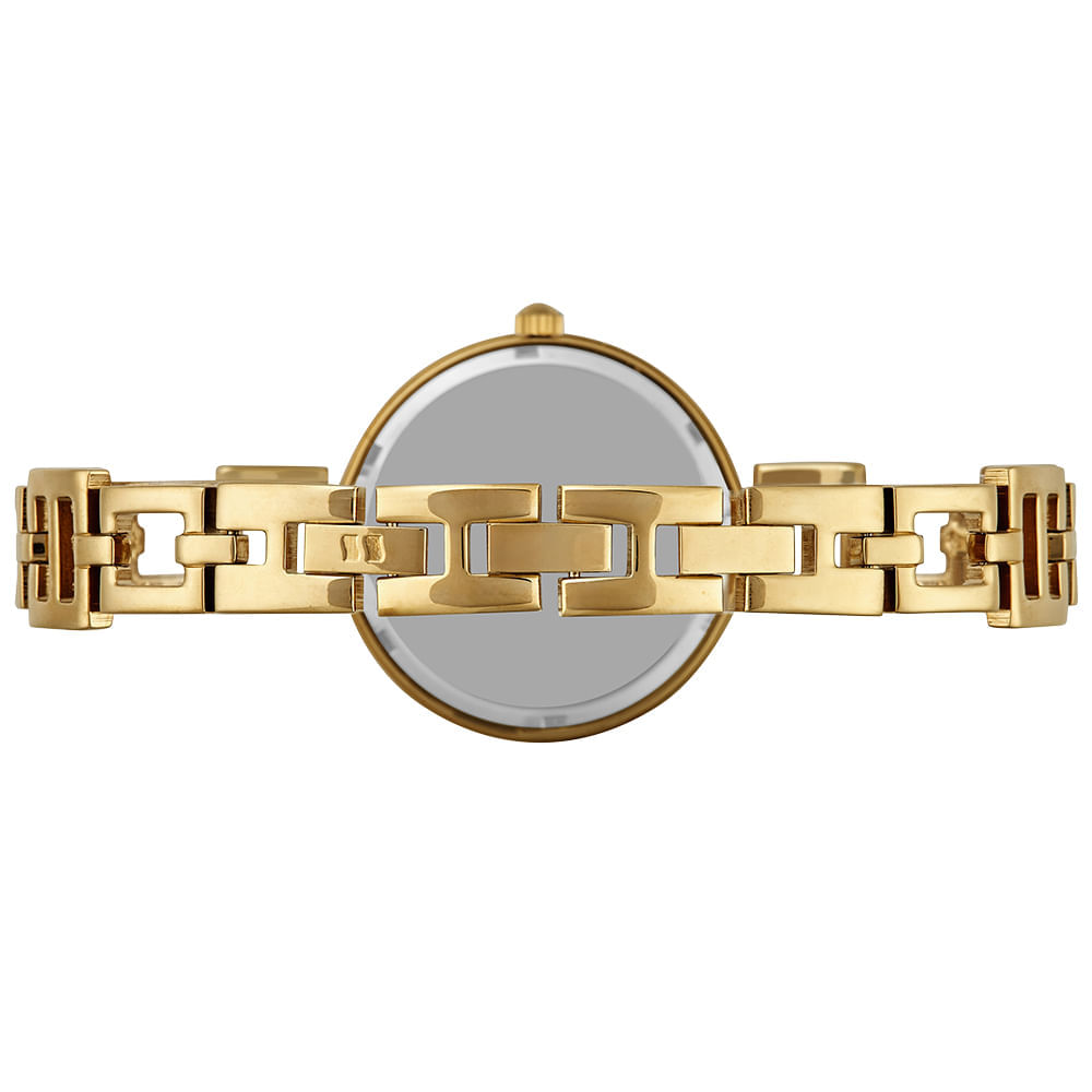 Miniatura Relógio Feminino Madrepérola Corrente Dourado