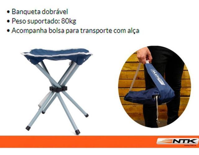Miniatura Banqueta Stool Dobrável Suporta Até 80Kg - Azul