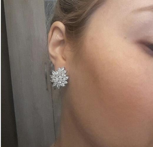 Miniatura Brinco De Pressão Com Zirconia Noiva Casamento Prata Fixo