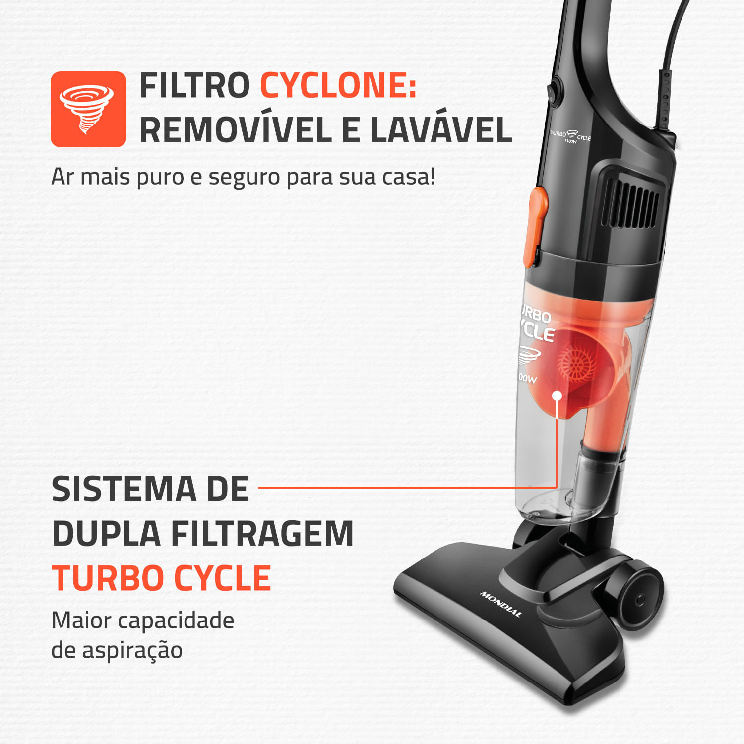 Miniatura Aspirador de Pó Mondial Turbo Cycle AP-35 127V