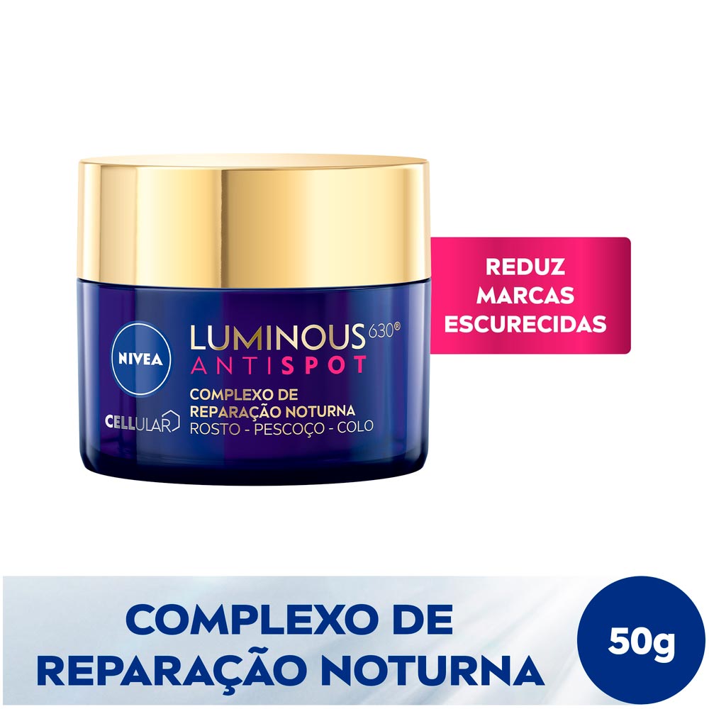 Miniatura Creme Facial Nivea Cellular Luminous 630 Antispot Reparação Noturna 50g
