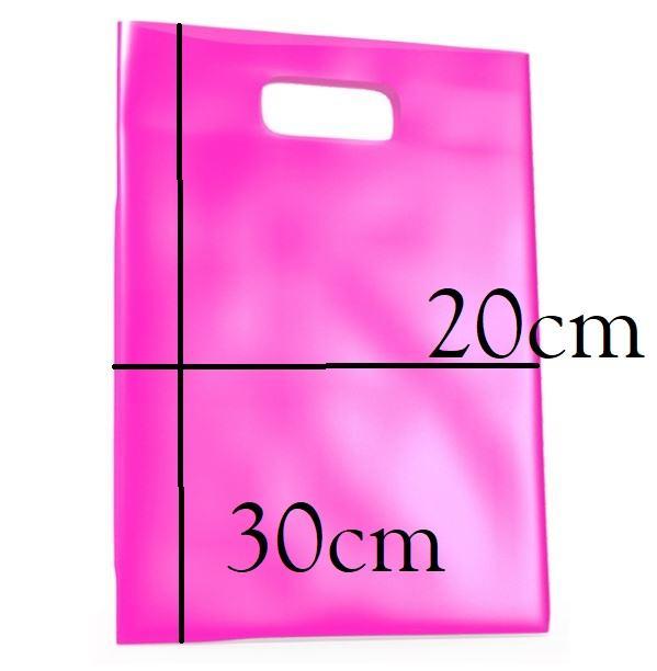 Miniatura Kit 40 Sacolas Plástica Rosa 20X30Cm Com Alça Resistente