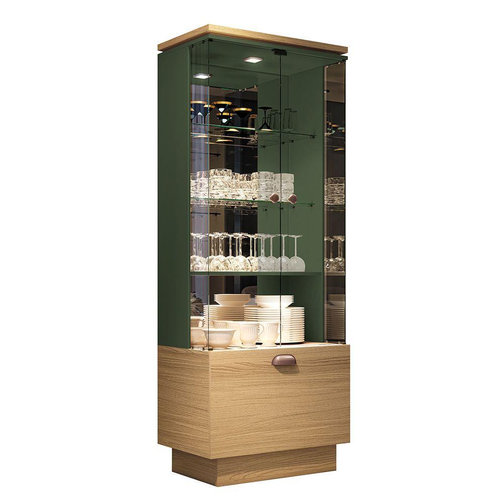 Miniatura Cristaleira Com Adega Decorativa Peggy Freijó-verde Pistache G26 - Gran Belo