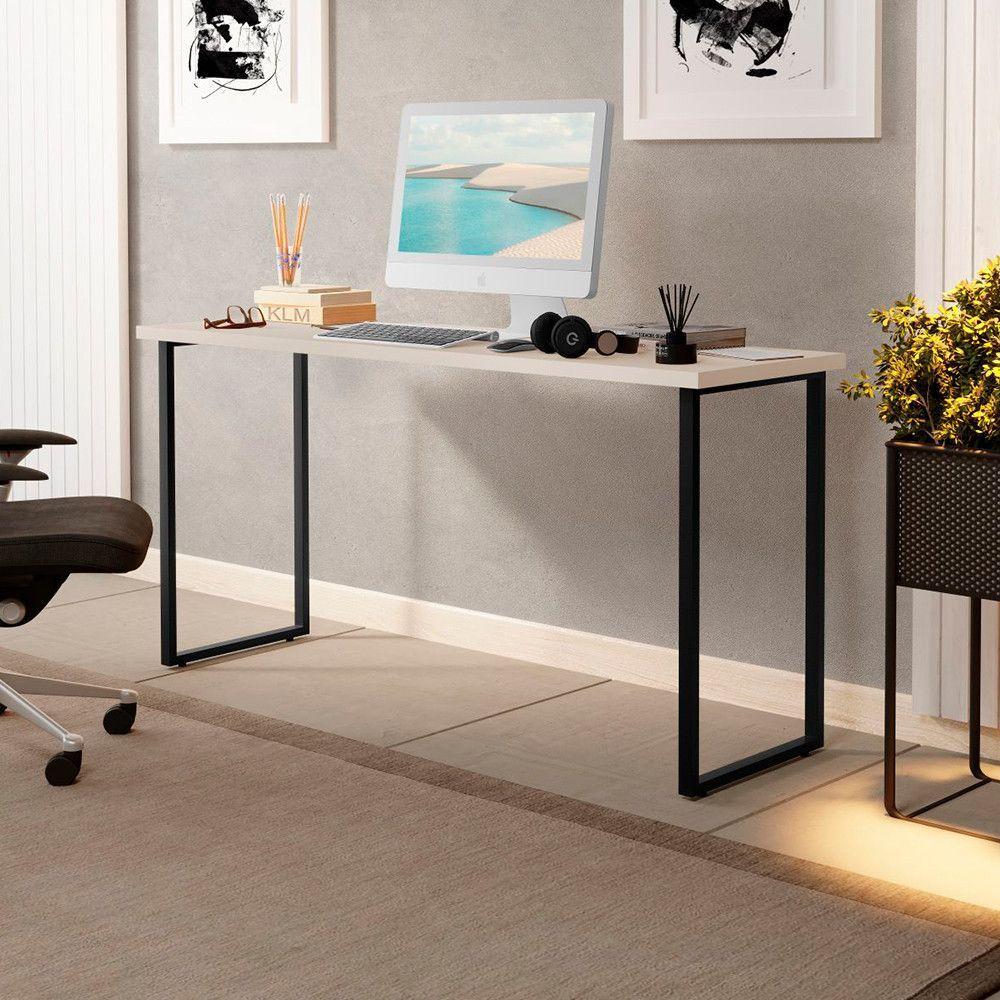Miniatura Escrivaninha Mesa Office Estilo Industrial 120cm Klm Store Preto Com Off White