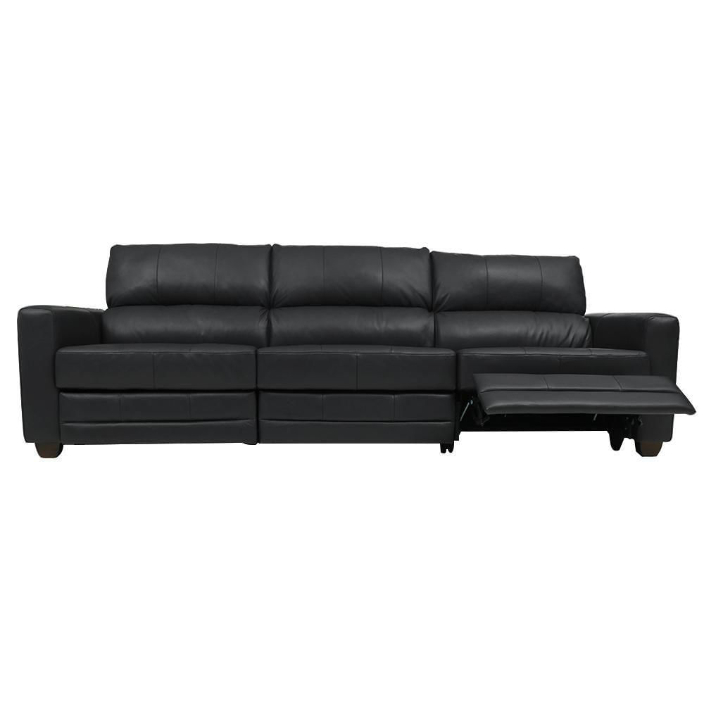 Sofá Sala De Cinema Elétrico Maldivas Reclinável Retrátil 4 Lugares 281cm Couro Preto