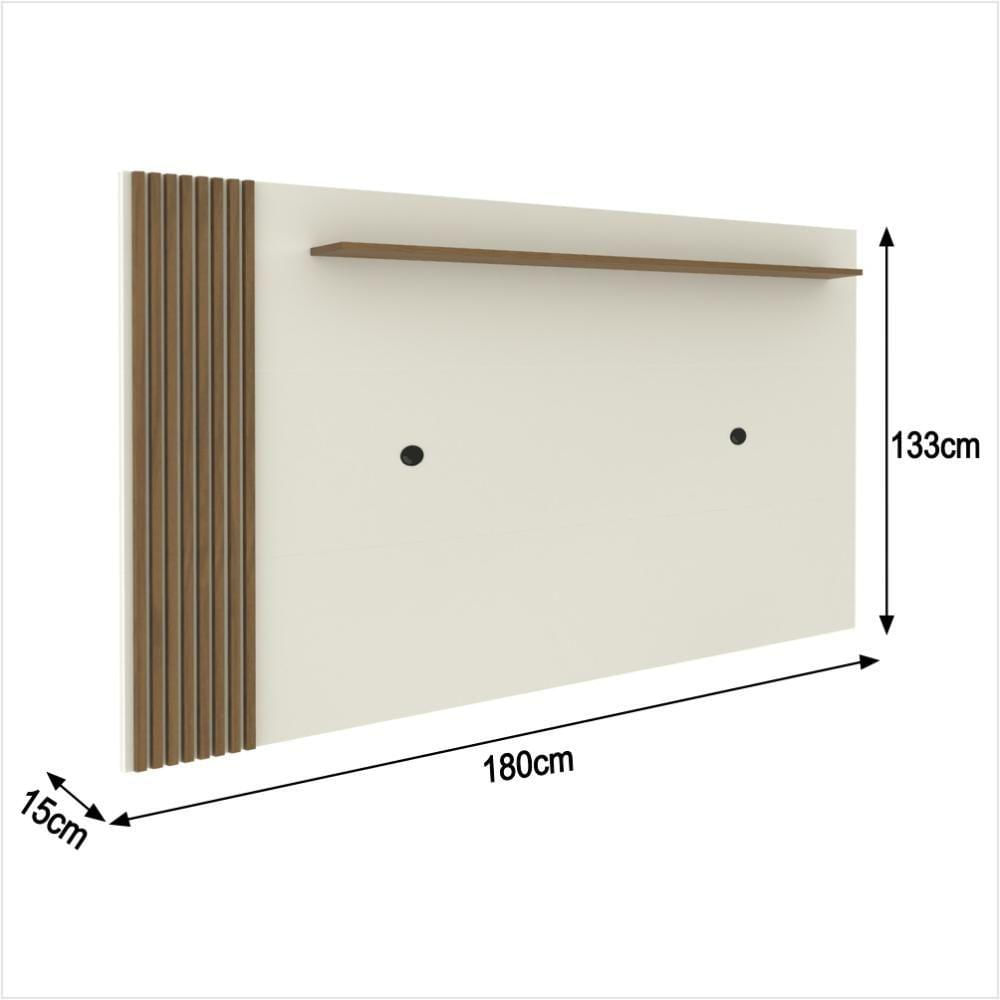 Rack Com Painel Ripado Suspenso Para Tv Até 70 Polegadas 2 Portas Grécia 180cm Off White E Nature