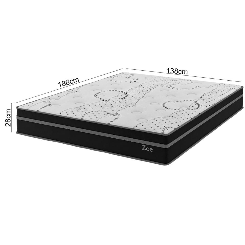 Miniatura Colchão Casal Mola Ensacada 28cmx188cmx138cm Zoe Yescasa Preto
