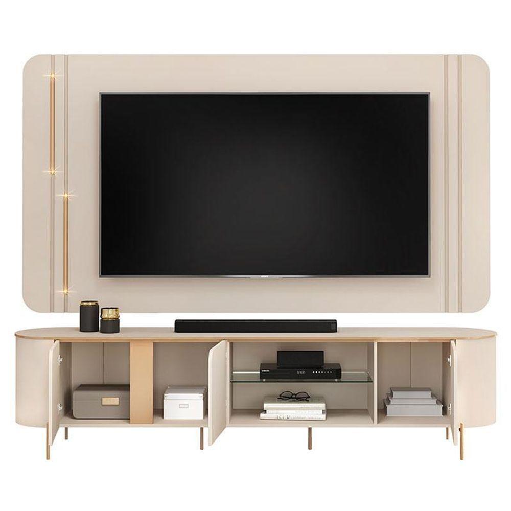 Miniatura Rack Bancada Com Painel Celine Off White Dj Móveis