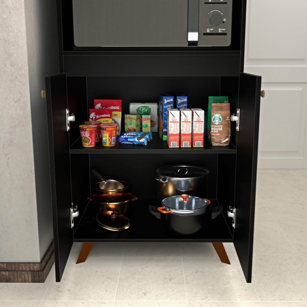 Conjunto Cozinha Modular Balcão Cooktop Torre Quente Preto