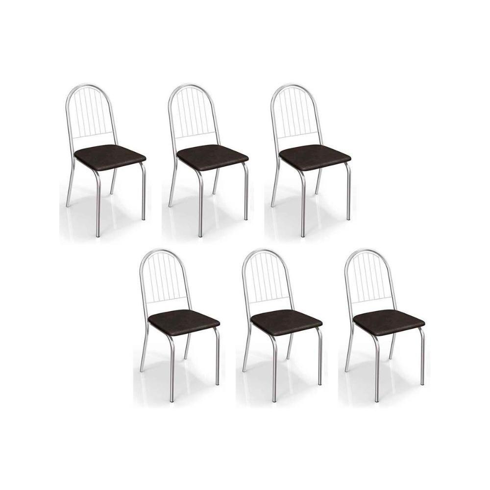 Miniatura Kit 6 Cadeiras Sala Jantar Noruega C077 6 Un Cromada Preto 110