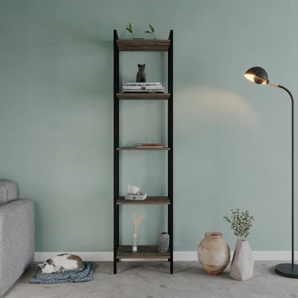 Conjunto Rack para TV até 50 Polegadas 1 Nicho Aéreo 2 Estante Estilo Industrial Active Yescasa Carvalho Dark