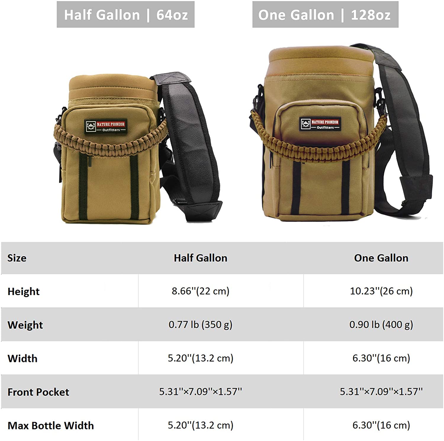 Miniatura NATURE PIONEOR Bolsa Térmica para Garrafa 1L com Alça para T ransporte e Bolsos Garrafa não incluída Marrom