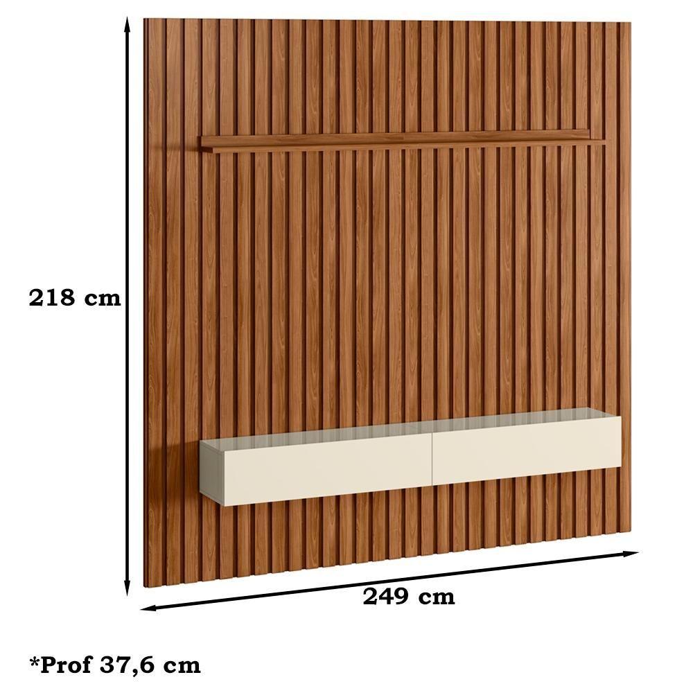 Painel Ripado Placa Tv 80 Projetta 218x249 Cinamo Mell Off White Mbl Cinamo Mell Off White