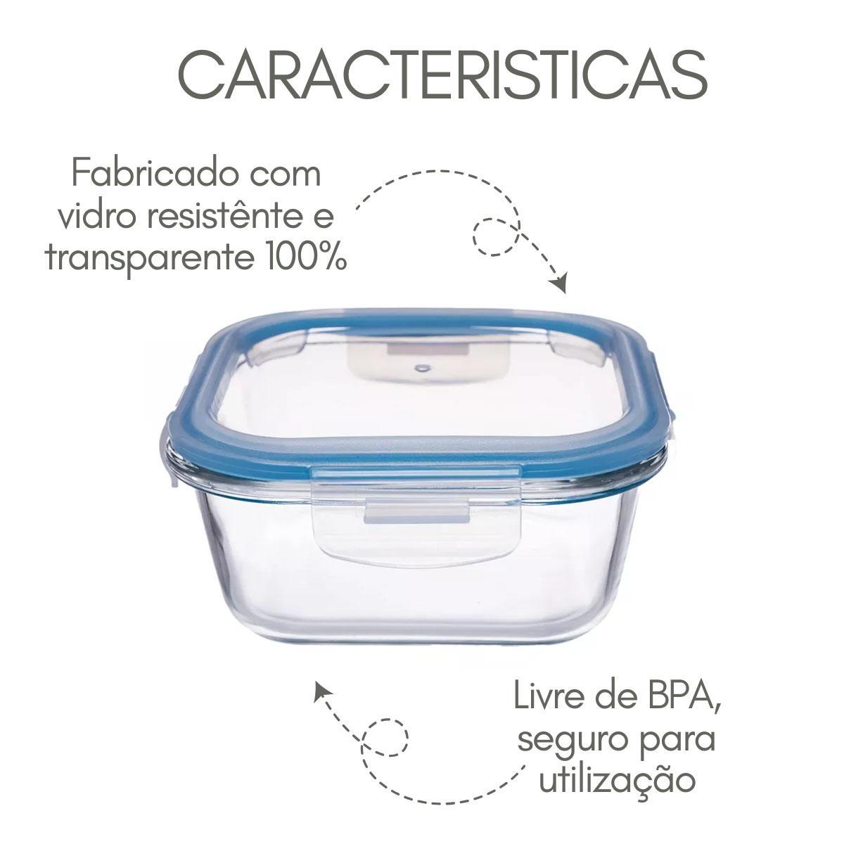 Miniatura Kit 10 Potes De Vidro Herméticos Quadrados 800Ml