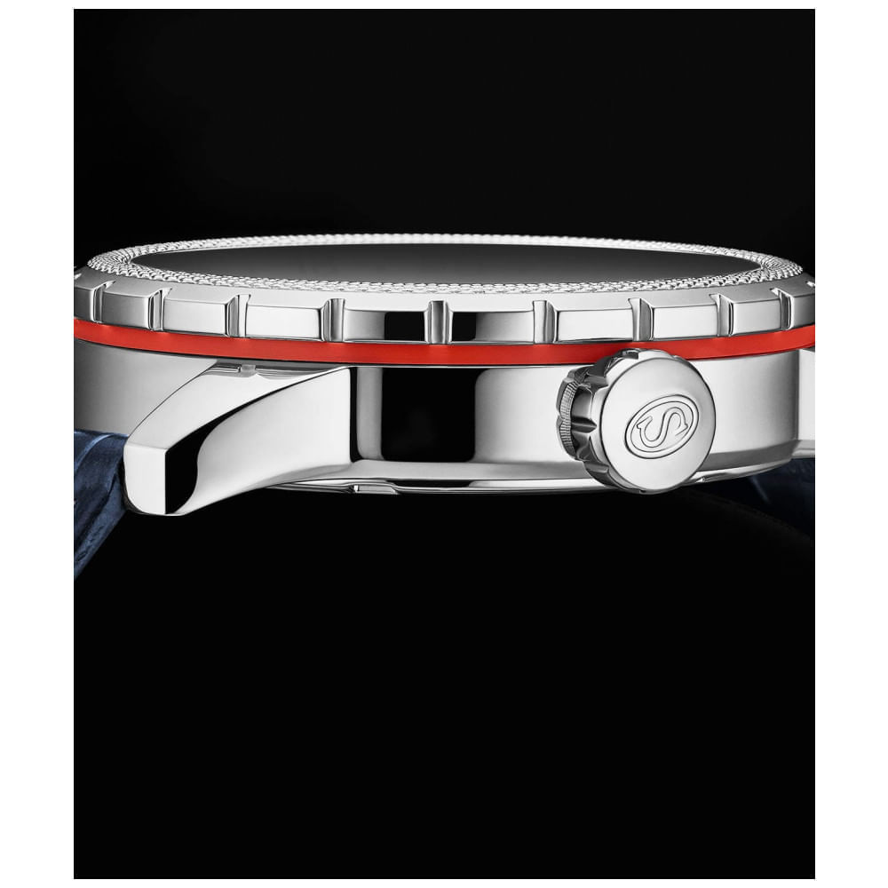 Miniatura Relógio Global Voyager 1014 GMT 42 mm com cronômetro mundial e design Lunar Shadow, da Stuhrling.