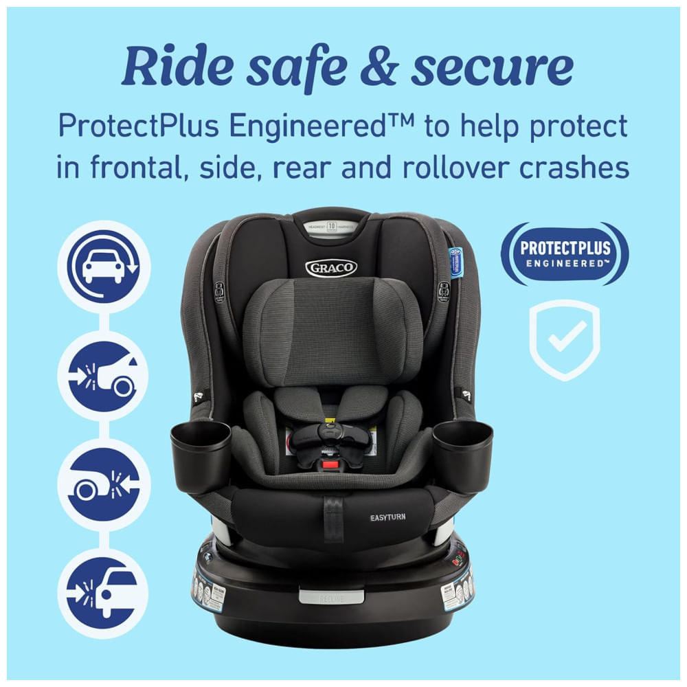 Cadeirinha de Carro Conversível Graco EasyTurn 360 2 em 1, Giratória 360 Graus, Design Slim - Solae