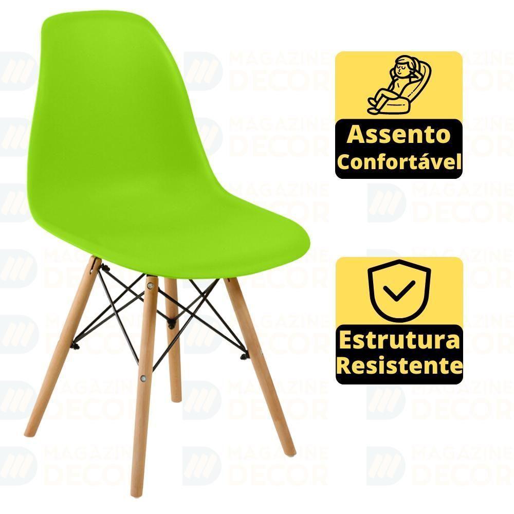 Miniatura Conjunto Mesa De Jantar Retangular Luiza 135cm Natural Com 4 Cadeiras Eames Eiffel - Verde