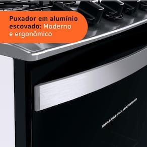 Fogão Brastemp 4 Bocas BFO4NBR Clean com Mesa de Inox, 2 Prateleiras Ajustáveis e Acendimento automático Bivolt – Inox