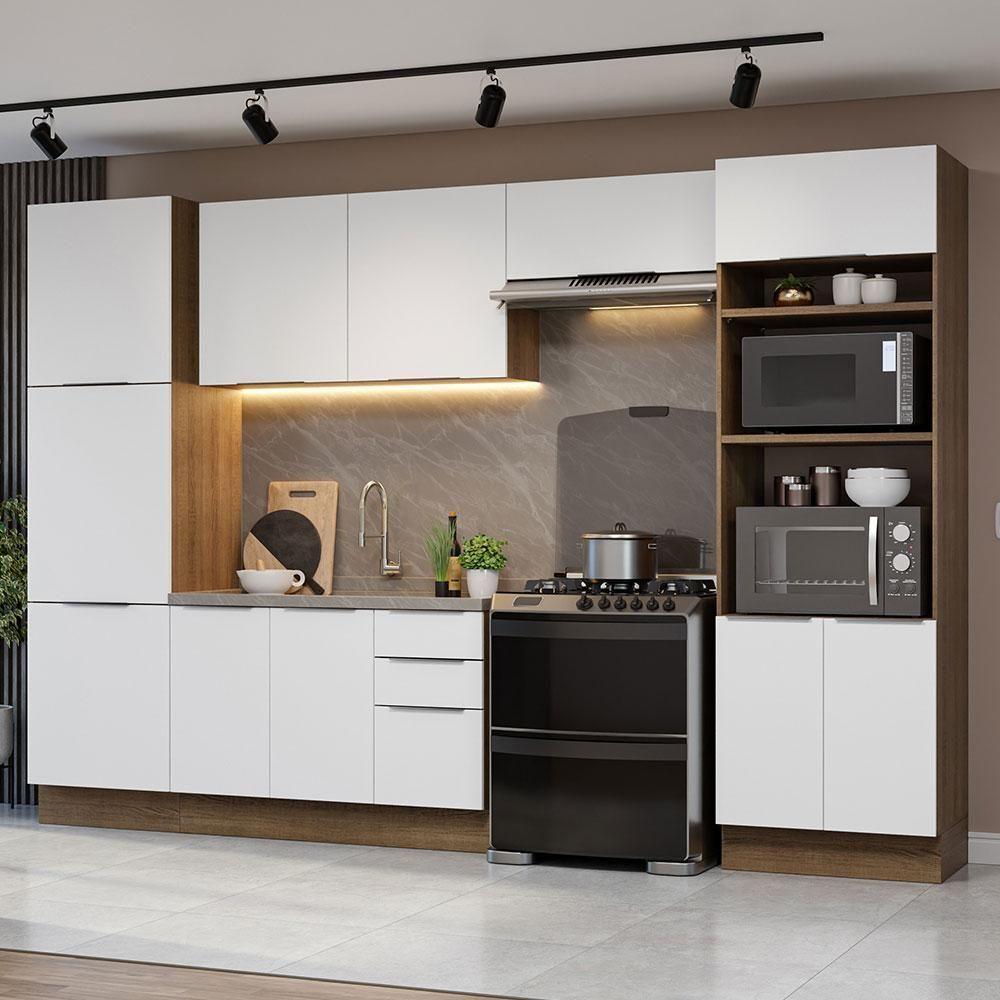 Miniatura Armário De Cozinha Completa 330cm Rustic/branco Stella Madesa 02 Rustic/branco