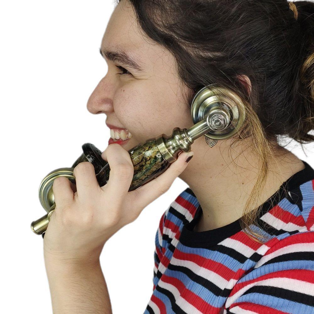 Miniatura Gancho Monofone Telefone Fixo Retro Ligaçao Rustico Recepçao