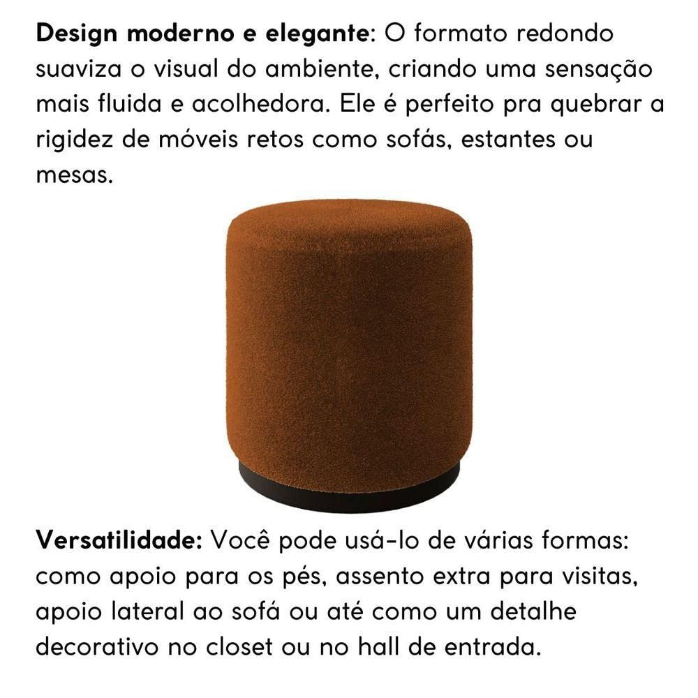 Kit 2 Poltrona E Puff Decorativo Mirela Estilo Industrial Bouclé Terracota
