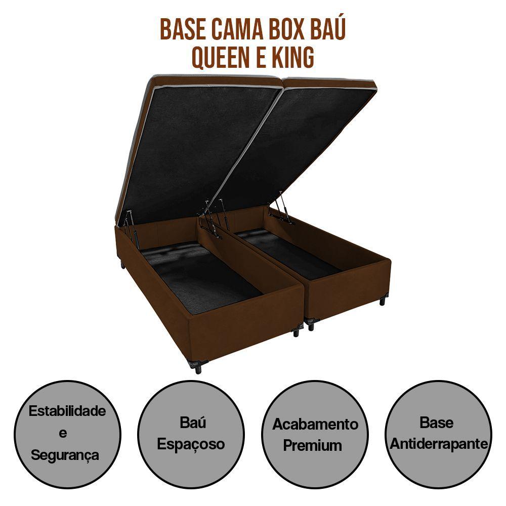 Miniatura Base Cama Box Bau Articulado King 2,03x1,93x0,40 Suede E Marrom
