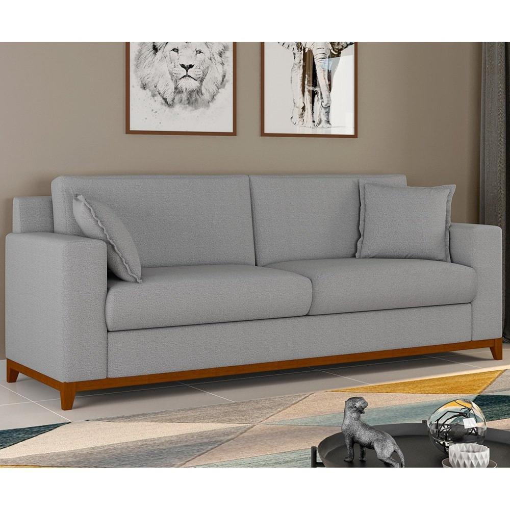 Miniatura Sofá Living Vintage 3 Lugares 200cm em Boucle Slim Cinza